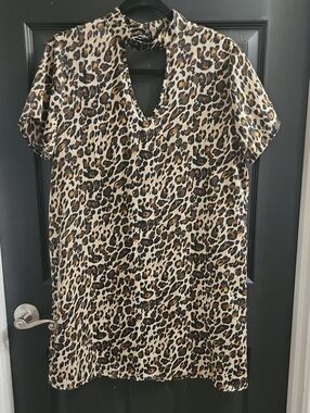Trixxi Leopard Print Mini Dress in Tan and Brown